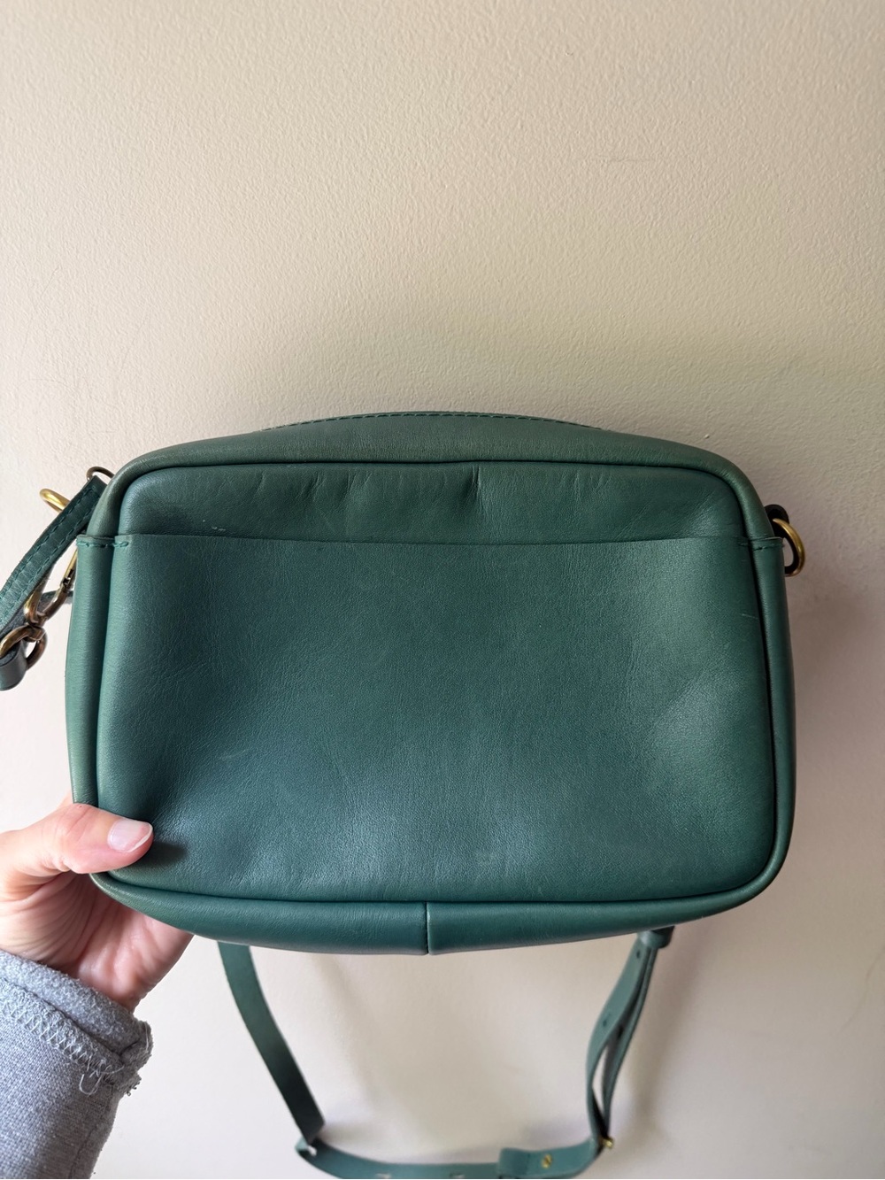 Madewell Leather Carabiner Medium Crossbody Bag Green Spruce Zipper - Picture 4 of 6